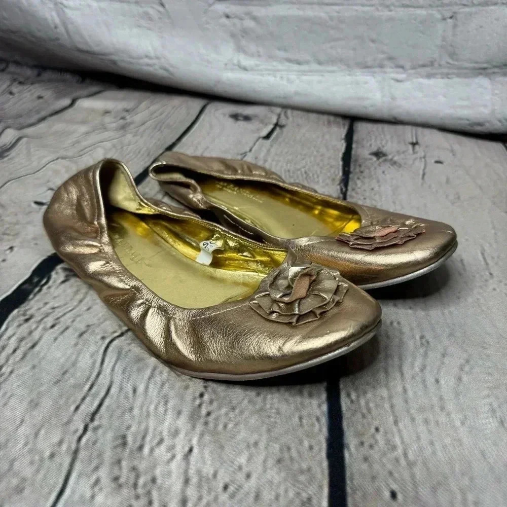 Loeffler Randall for Target Rosette Ballet Flats sz 8.5 Womens Rose Gold Bronze